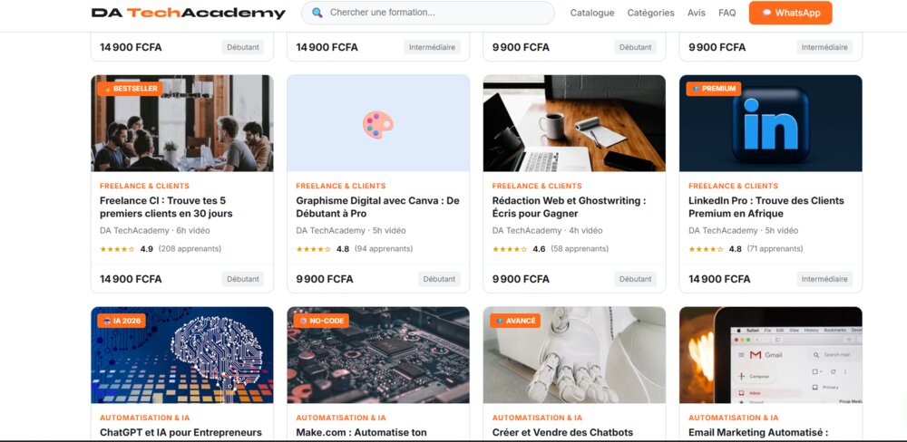 Exemple de boutique en ligne réalisée